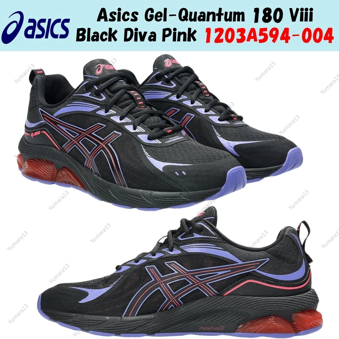 Asics Gel Quantum 180 Viii Black Diva Pink 1203A594 004 taglia uomo