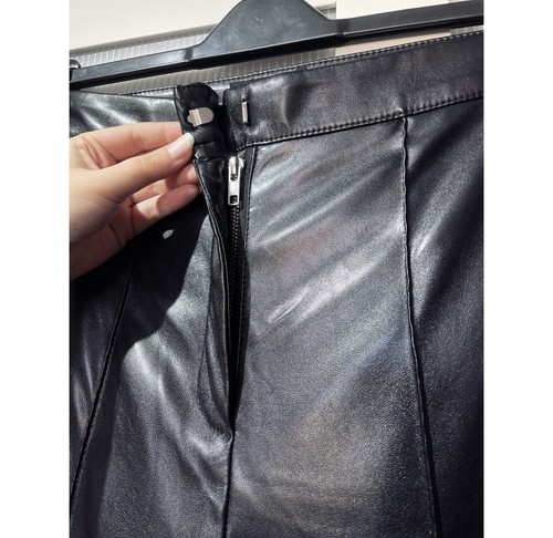 ASOS Design Black Hourglass Leather Look Straight Leg Tailored Trousers Size 12 - Picture 7 of 10