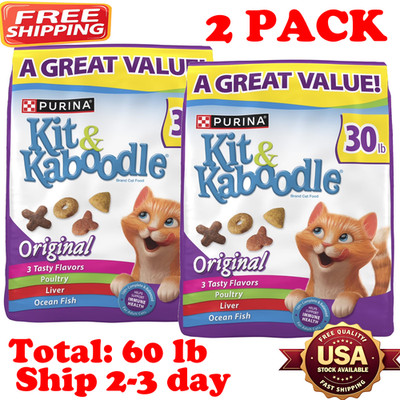 Purina Kit & Kaboodle Dry Cat Food Chicken Liver Turkey Ocean Fish Adult, 30 lb