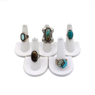 Southwest Signed Sterling Turquoise Agate Opal 5.5 13 Ring Lot of 5 #S4407 1