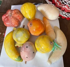 Stone hand Painted Vegetables And Fruit Vintage In Tact