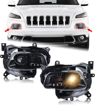 A Pair Halogen Headlight Accessories Fit for 2014 2015 2016 2017 2018 Jeep Chero