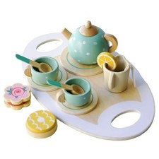 Wooden Tea Party Set for Little Girls Toys, Pretend Play Kids for Tea Set