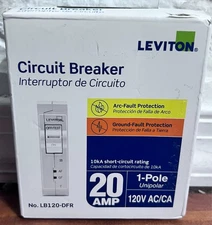 Leviton LB120-DFR 1-Pole 20 Amp Arc & Ground Fault Protection Circuit Breaker