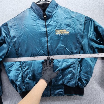 Vintage MGM Grand Jacket Mens 2XL Teal Bomber Las Vegas Lion Logo