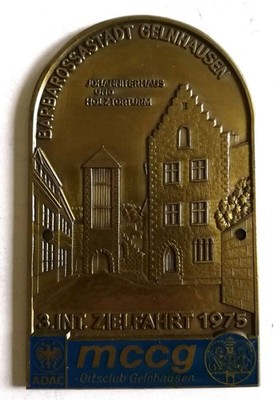 Plakette 3. Int. Zielfahrt 1975 Barbarossastadt Gelnhausen mccg ADAC Sammler