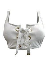 MICHAEL Michael Kors Women's Lace-Up Swim Top Separates Swimsuit M, White 