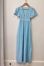 Vtg 60'S DUTCHESS Baby Blue Flutter Sleeve Maxi Nightgown Sz 9 100 Nylon New
