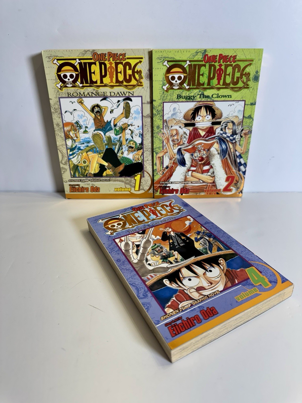 One Piece Volumes 1, 2, 4 Gold Foil