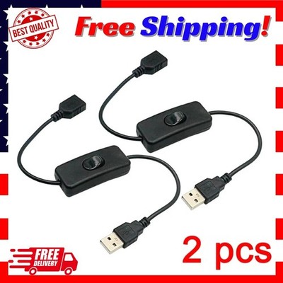 2PCS USB Cable with On Off Switch 30cm for Power and Data Transmission