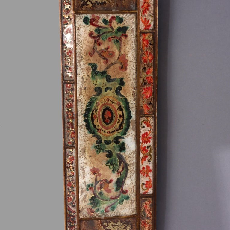 Vintage Italian Venetian Polychromed Parclose Mirror With Stylized