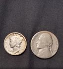 1944 silver dime and 1943 silver nickel