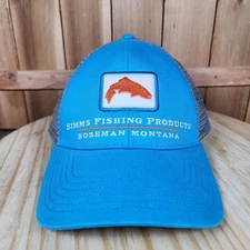 Simms Fishing Products Hat Cap Snap Back Blue Gray Mesh Trucker Mens One Size