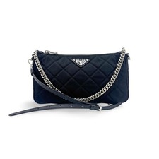 Prada Quilted Nylon Chain Shoulder Bag Women Black One Size