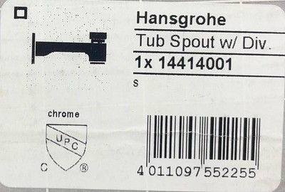 Hansgrohe 14414001 Metris S Tub Spout with Diverter,Chrome *READ*