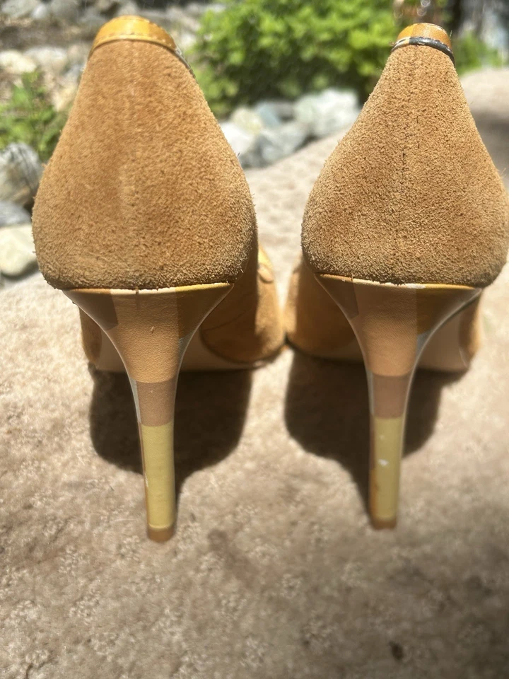 Zapatos de salón/tacones de tacón de gamuza tostada Shoes Of Prey para mujer talla 7,5 Foto 4 de 4