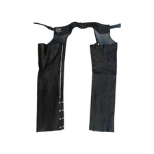 A1 Genuine Leather Motorcycle Chaps Black Men's Size M