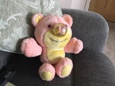 Vintage Nosy Bear Playskool Hasbro Teddy Soft Toy 1980s Butterfly Pink