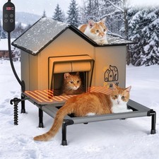 Outdoor Cat House with Thermal Foil Lining Weatherproof Feral Cat Shelter
