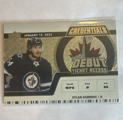 Upper Deck 2022-23 Credentials Debut Ticket Access Dylan Samberg Jets #149 /999