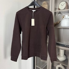 Sunspel Loopback Truffle Brown Sweatshirt Large NEW Crewneck Cotton Pullover