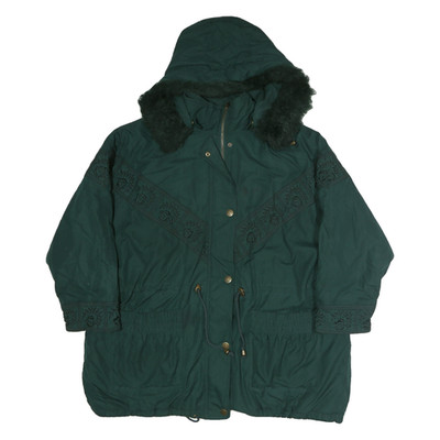 ESSENTIAL ELEMENTS Damen Grün Reißverschluss Jacke XL Polyester Blend Bestickt