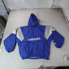 Vintage Dallas Cowboys Starter Jacket Mens Large Blue NFL Football Quarter Zip