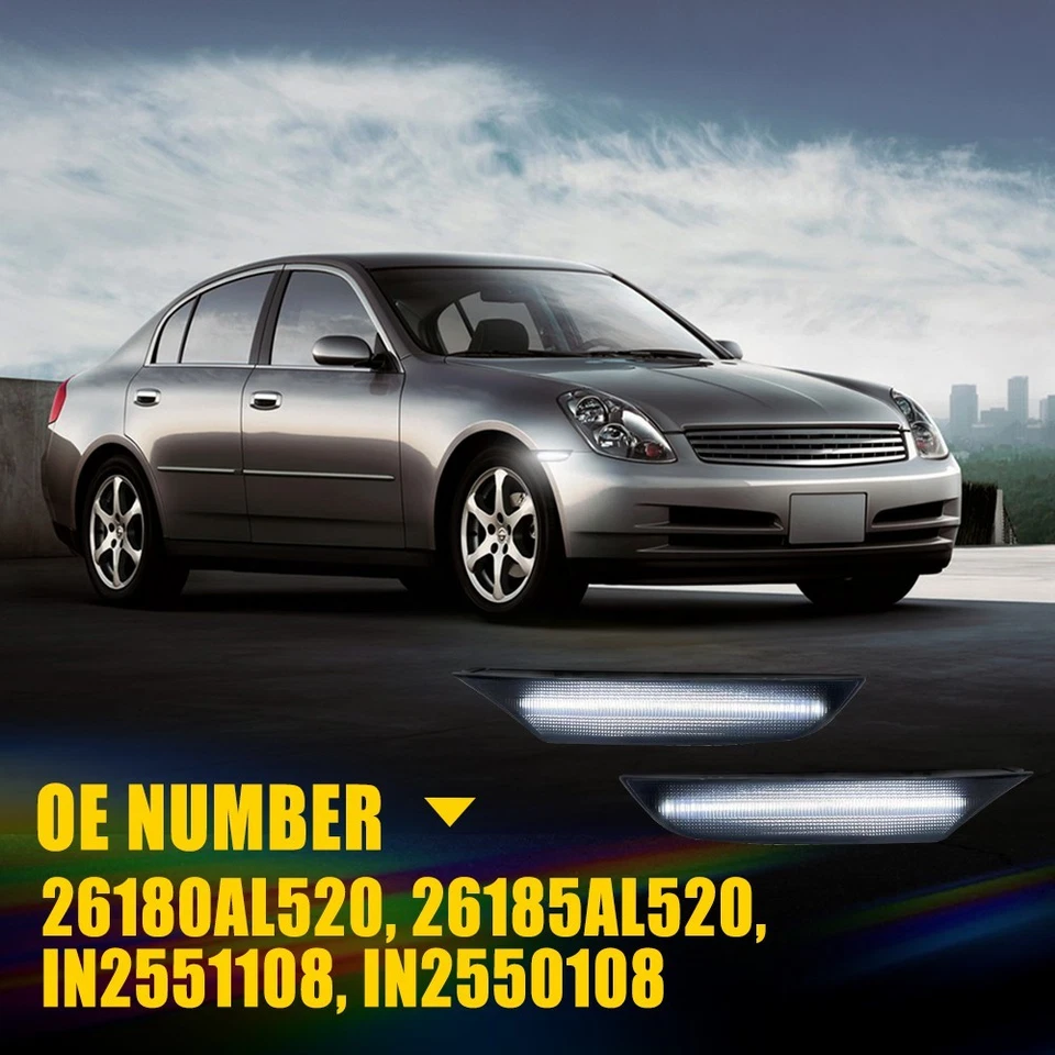 Front Bumper Side Marker Light For 2003-2007 Infiniti G35 Sedan Base Smoked Lens - Image 3 of 4