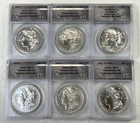 2021 Morgan & Peace Silver Dollar 6-Coin Set - ADVANCE RELEASE ANACS MS70