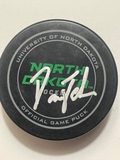 North Dakota Fighting Hawks DANE JACKSON Signed Hockey Puck SIOUX
