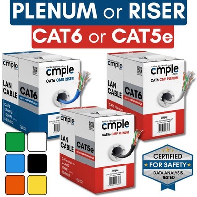 Cat5e Plenum Cat6 Riser Cable 1000ft Bulk Cat 5e Cat 6 Ethernet Cable (CMP CMR)