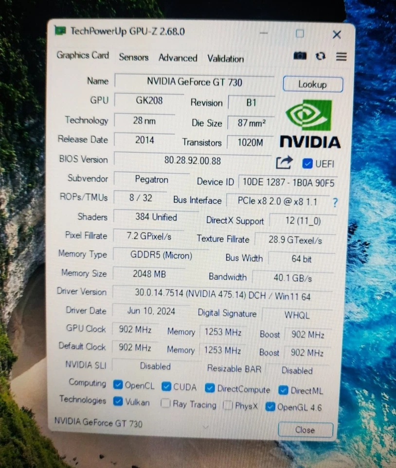 NVIDIA GeForce GT 730 2GB DDR5 PCI-E Low Profile Graphics Card GPU HP oem LP - Image 4 of 4