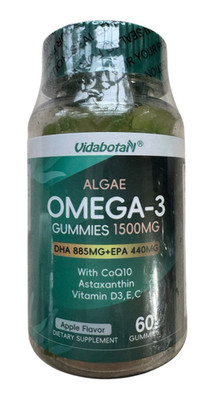 Vidabotan Algae Omega-3 Gummies - 1500mg - 60 Count - Ex: 6/27