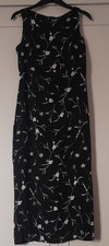 Collection Long Black & White Floral Sleeveless Summer Shift Maxi Dress Size 10