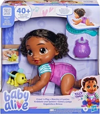 Baby Alive Crawl N Play Tilly Doll – 13.5" Black Hair Brown Eyes Baby Toy (Read)