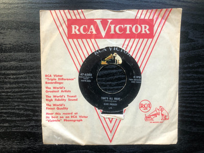 Elvis Presley THAT'S ALL RIGHT 1955 RCA Victor 45 rpm single smaller titles G+