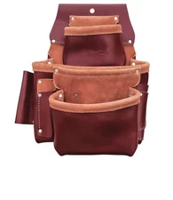 SITE GEAR Tool Pouch Tool Storage w/ 3-Pockets Tool Belt Brown Leather 51-15060