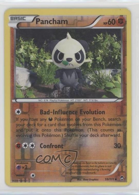 Pancham Reverse Foil Pokemon XY Furious Fists #59
