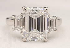 4.60 Carat Platinum Emerald Cut Lab Grown Diamond Ring IGI Certified