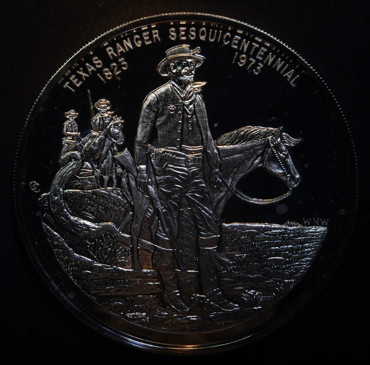 vintage テキサスレンジャー1879年　銀貨シルバーダラー Texas Ranger Star horse cowboy 1823-1973 1oz 999 FINE Silver