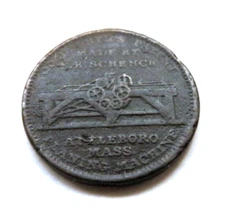 1834 S.B. SCHENCK ATTEBORO MASS. PLANING MACHINE HARD TIMES TOKEN