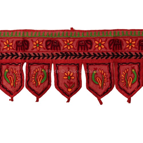 36" Cotton Handmade Door Hanging Toran Vintage Embroidered Patchwork Topper - Picture 43 of 54