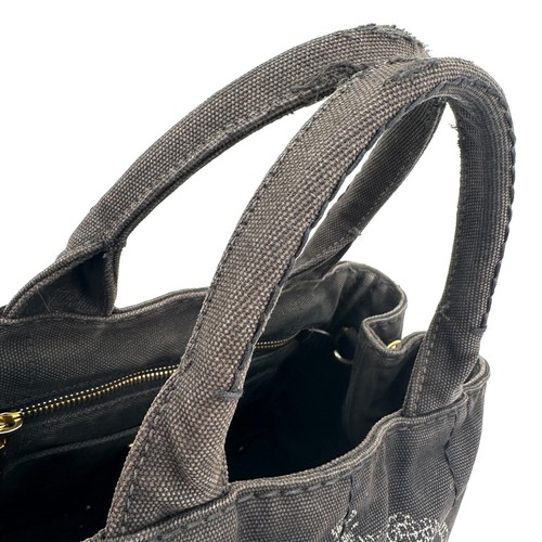 Borsa tote PRADA Canapa taglia piccola tela denim nera borsa autentica - Foto 16 di 23