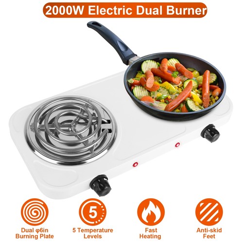 Portable Electric Stove Single/Dual Burner Travel Compact Small Hot Plate Dorm - Picture 24 of 44