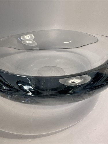 Große schwere Mid Century STROMBERGSHYTTAN Schweden eisblaue Glasschüssel - Bild 3 von 9