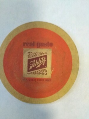 Schlitz real gusto  BEER CARDBOARD COASTER VINTAGE ORIGINAL OLD 