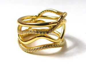 Authentic Authentic Pandora Ring, Shine Swirling Lines Statement, #168272CZ, Gold Plated