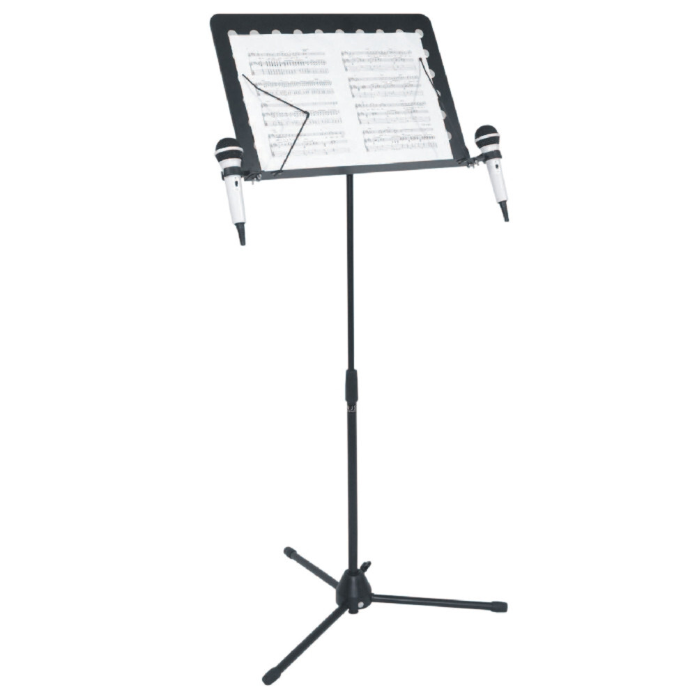 NJS NJS082A Tripod Metal Black Adjustable Microphone and Sheet Music Stand