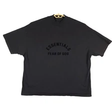 Essentials Fear Of God T-Shirt Mock Neck Short Sleeve Top Black Oversized L READ