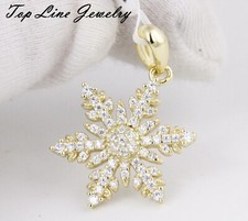 Women 92 Sterling Silver 17mm CZ Sparkling Snowflake Pendant Allergy Free